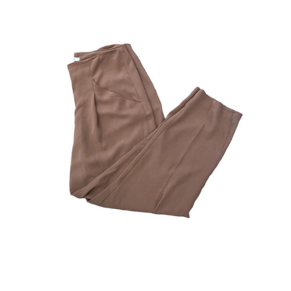 BELLE VERE Taupe High Waist Pleated Cropped Dress Pant Trouser 8